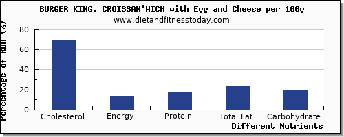 chart to show highest cholesterol in burger king per 100g